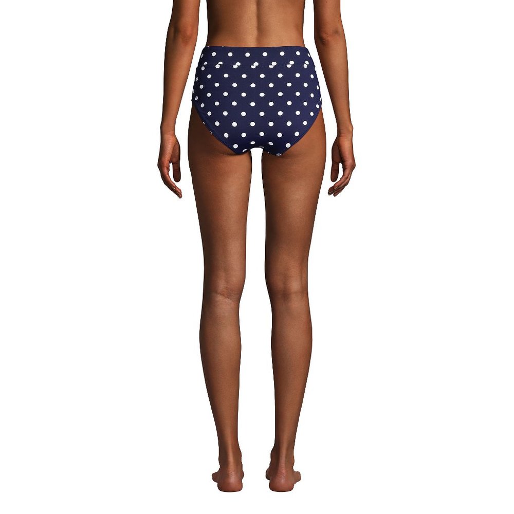size 18 Women's High Waisted Bikini Tankini Bottoms deep sea navy polka dot - Picture 7 of 12